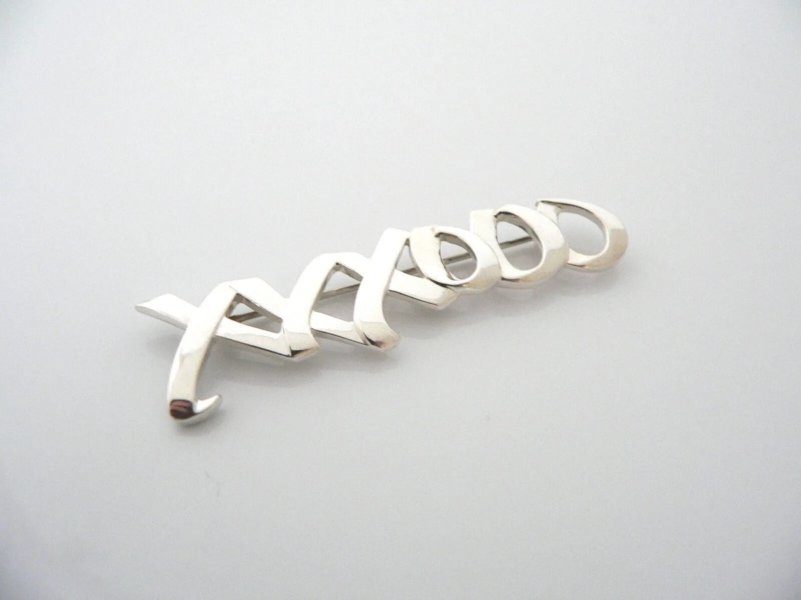 Tiffany & Co Silver Picasso XO Love Kisses Brooch Pin Large 2.75 In Hugs Gift