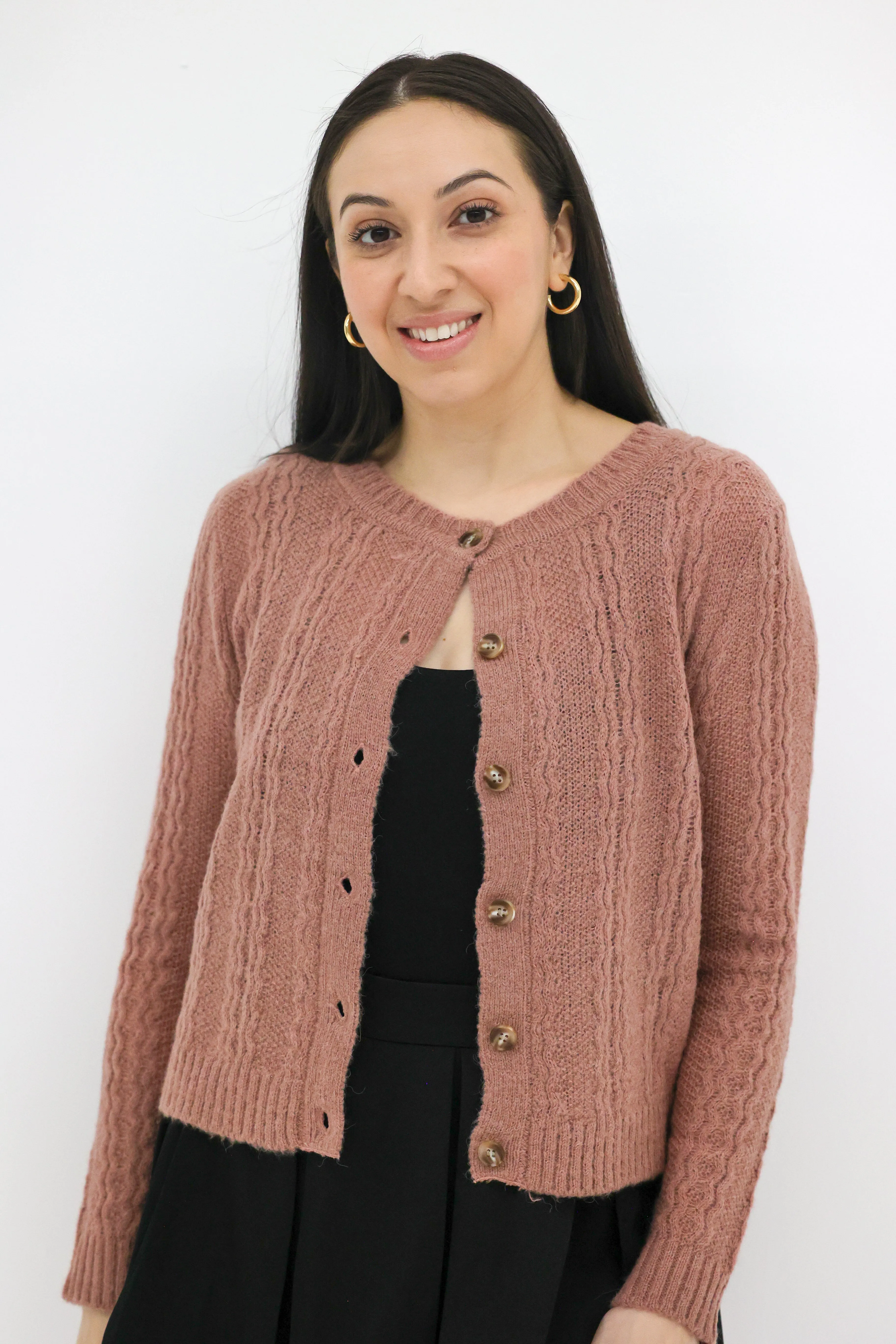 Tiffany Wave Knit Button Cardigan