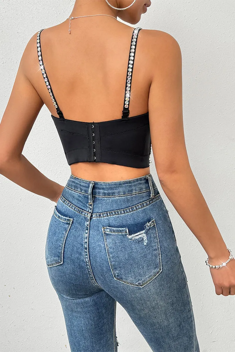 TQ3555 Rhinestones Bustier Top