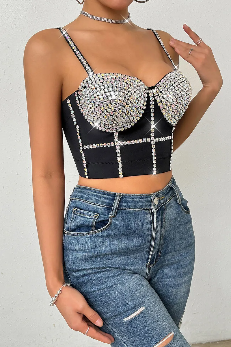 TQ3555 Rhinestones Bustier Top