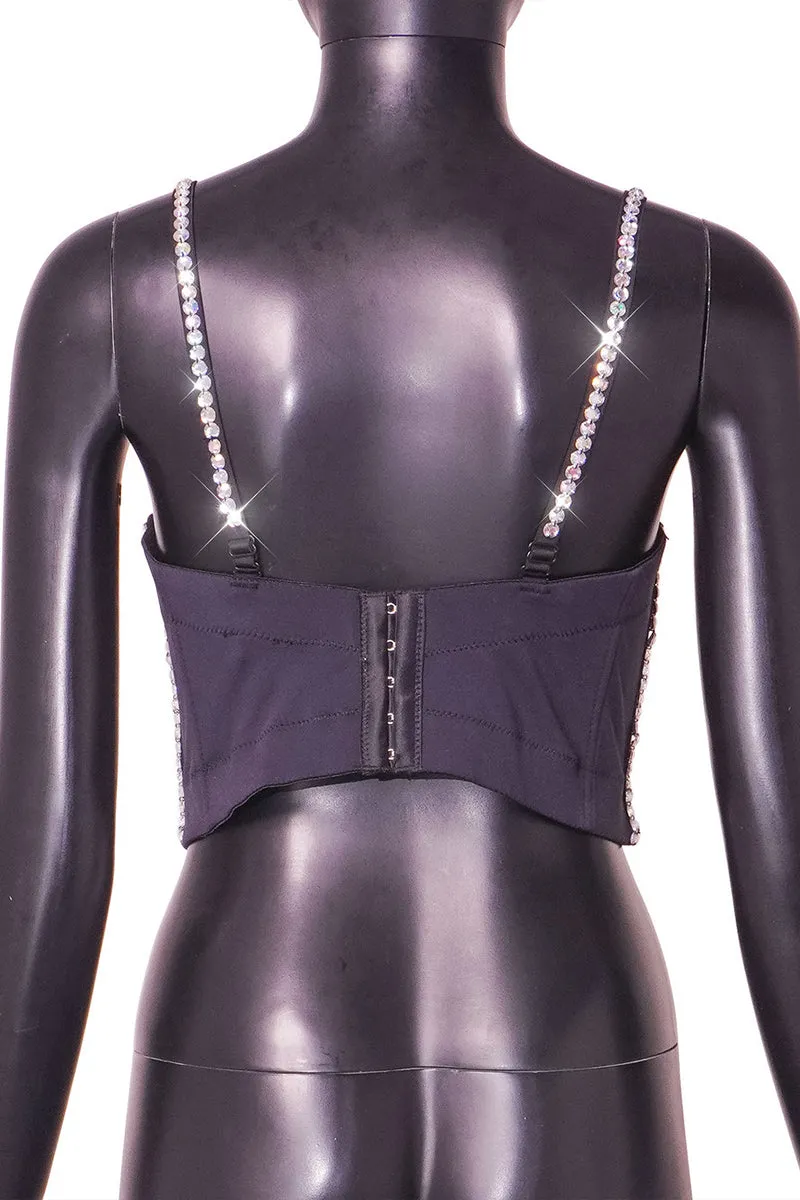 TQ3555 Rhinestones Bustier Top