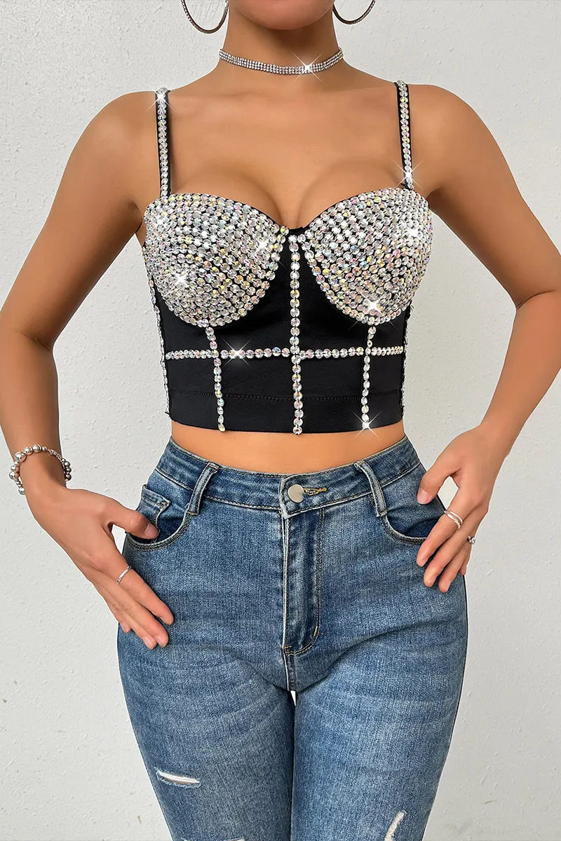 TQ3555 Rhinestones Bustier Top