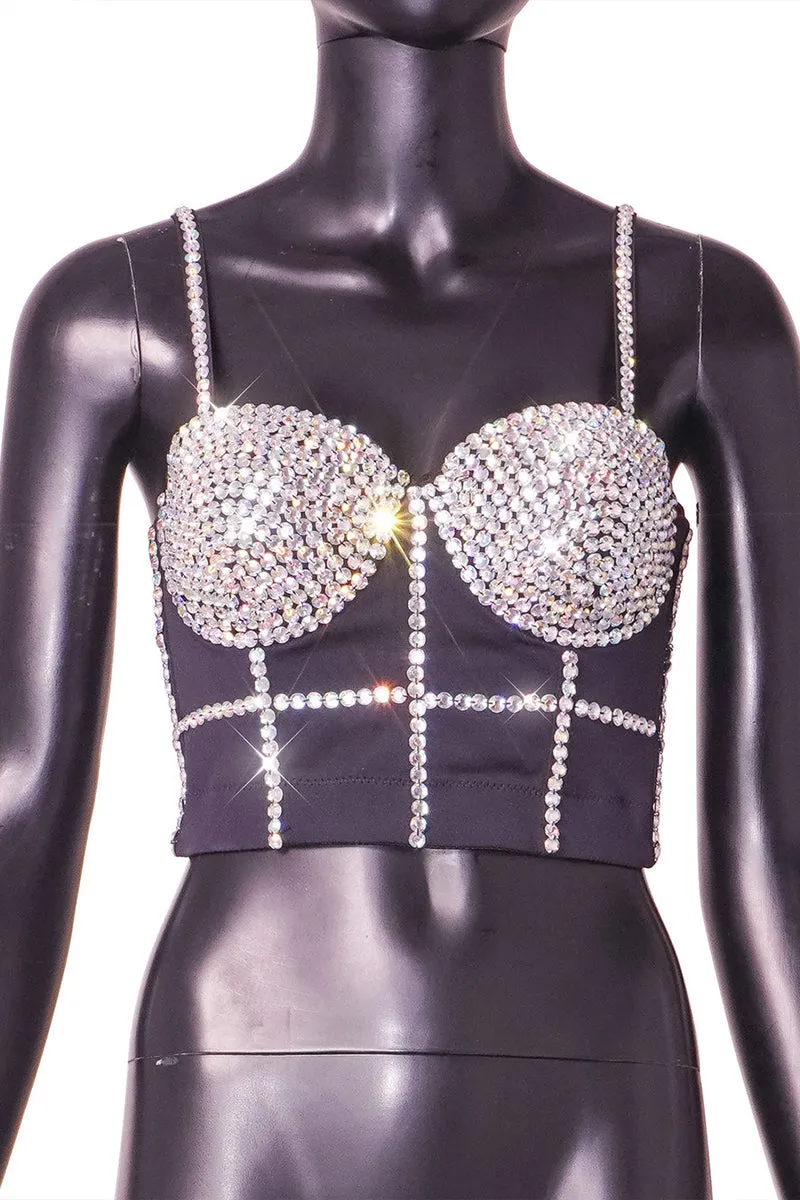 TQ3555 Rhinestones Bustier Top