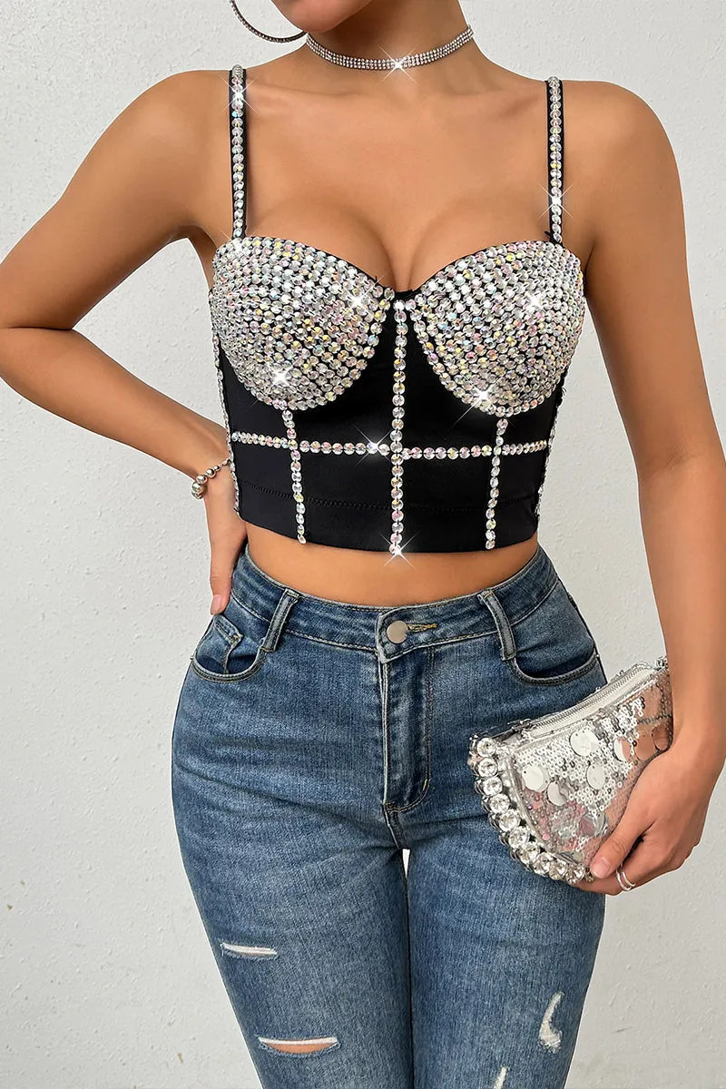 TQ3555 Rhinestones Bustier Top