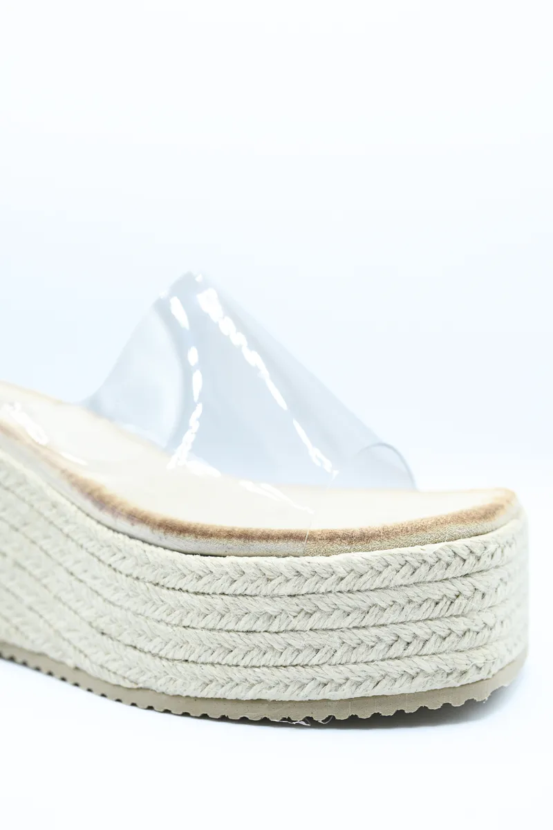 Transparent Strap Platform Wedge Heels