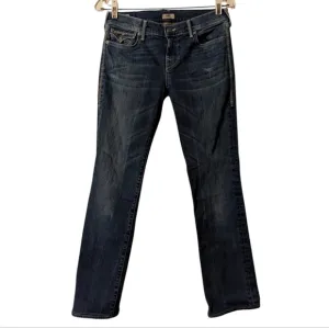 True Religion Cora Straight Baseball Low Rise Stretch Whipstitch Denim Jeans 28