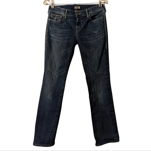 True Religion Cora Straight Baseball Low Rise Stretch Whipstitch Denim Jeans 28