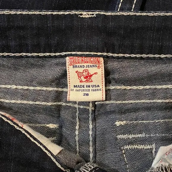 True Religion Disco Becky Big T Jeans Sz 26 Womens Rhinestone Bootcut inseam 30