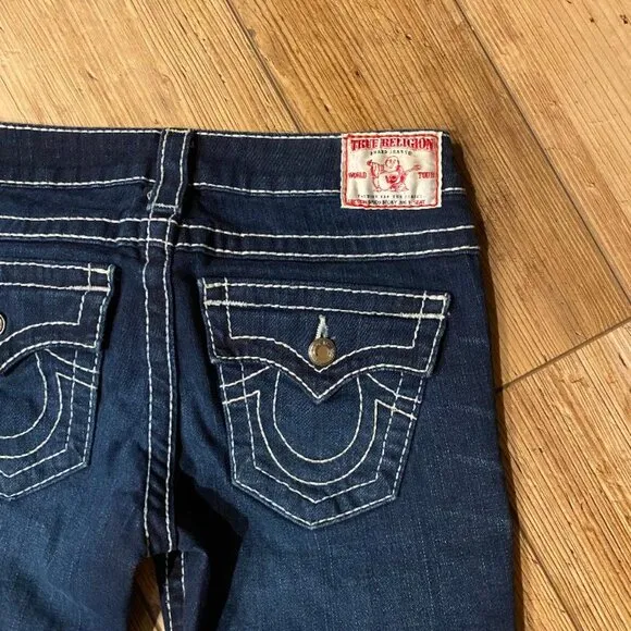 True Religion Disco Becky Big T Jeans Sz 26 Womens Rhinestone Bootcut inseam 30