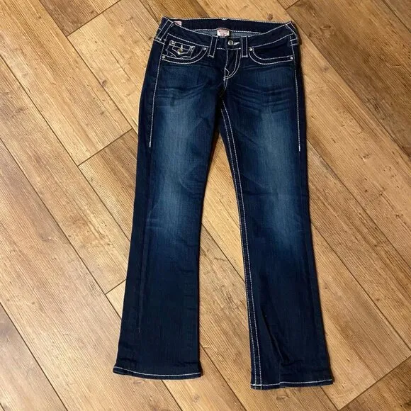 True Religion Disco Becky Big T Jeans Sz 26 Womens Rhinestone Bootcut inseam 30