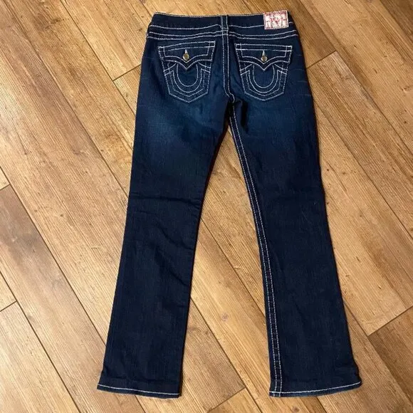 True Religion Disco Becky Big T Jeans Sz 26 Womens Rhinestone Bootcut inseam 30