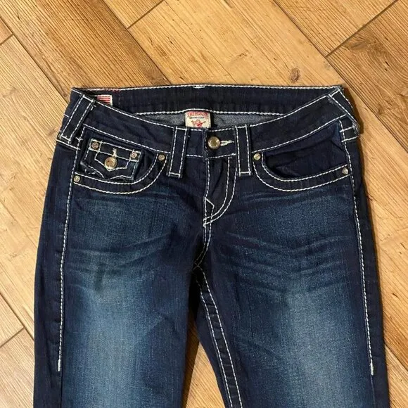 True Religion Disco Becky Big T Jeans Sz 26 Womens Rhinestone Bootcut inseam 30