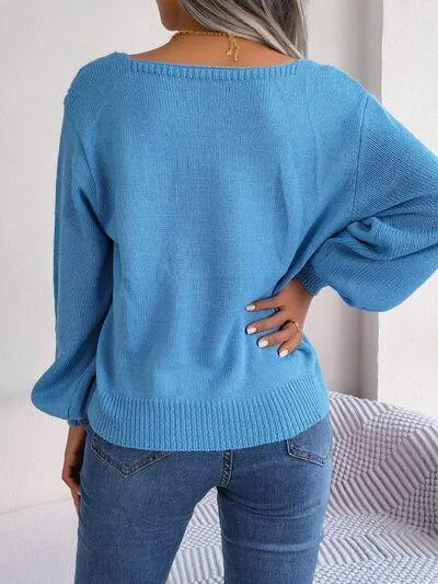Underrated Chic Cable Knit Square Neck Sweater