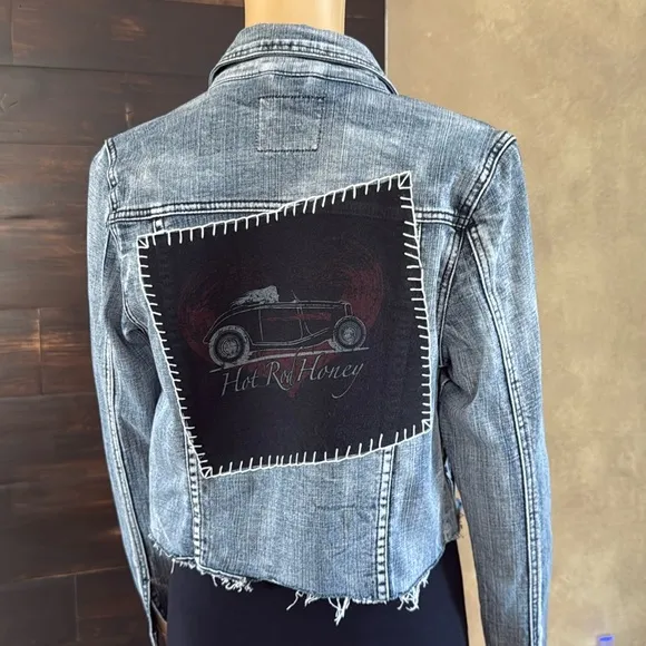 Upcycled I&amp;M Jeans Distressed (Hot Rod Honey) Denim Jacket Size Junior Medium