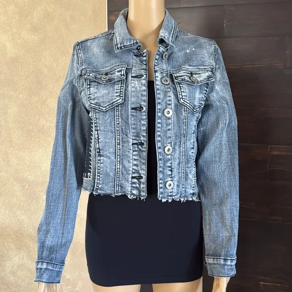 Upcycled I&amp;M Jeans Distressed (Hot Rod Honey) Denim Jacket Size Junior Medium