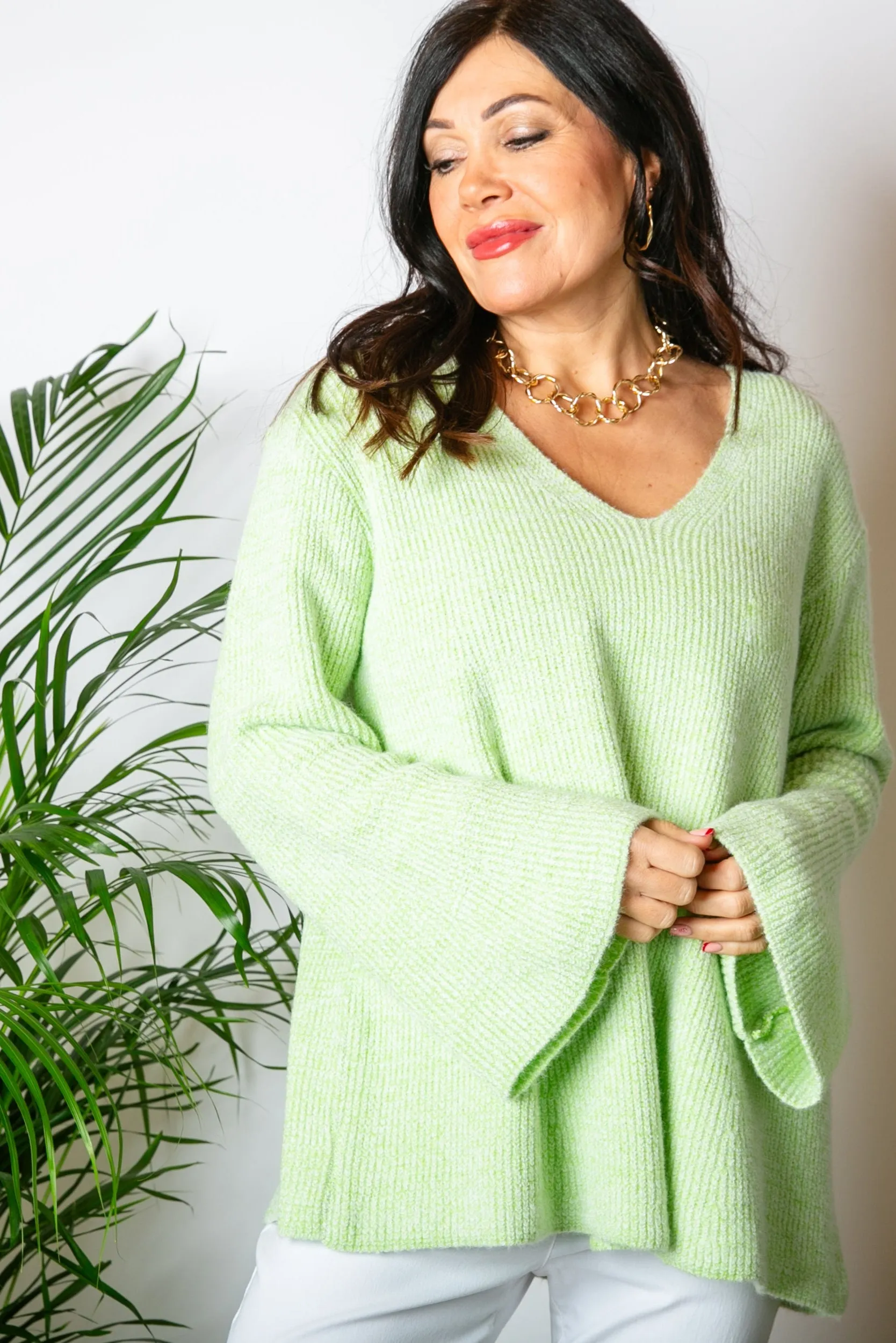 V-Neck Flare Jumper