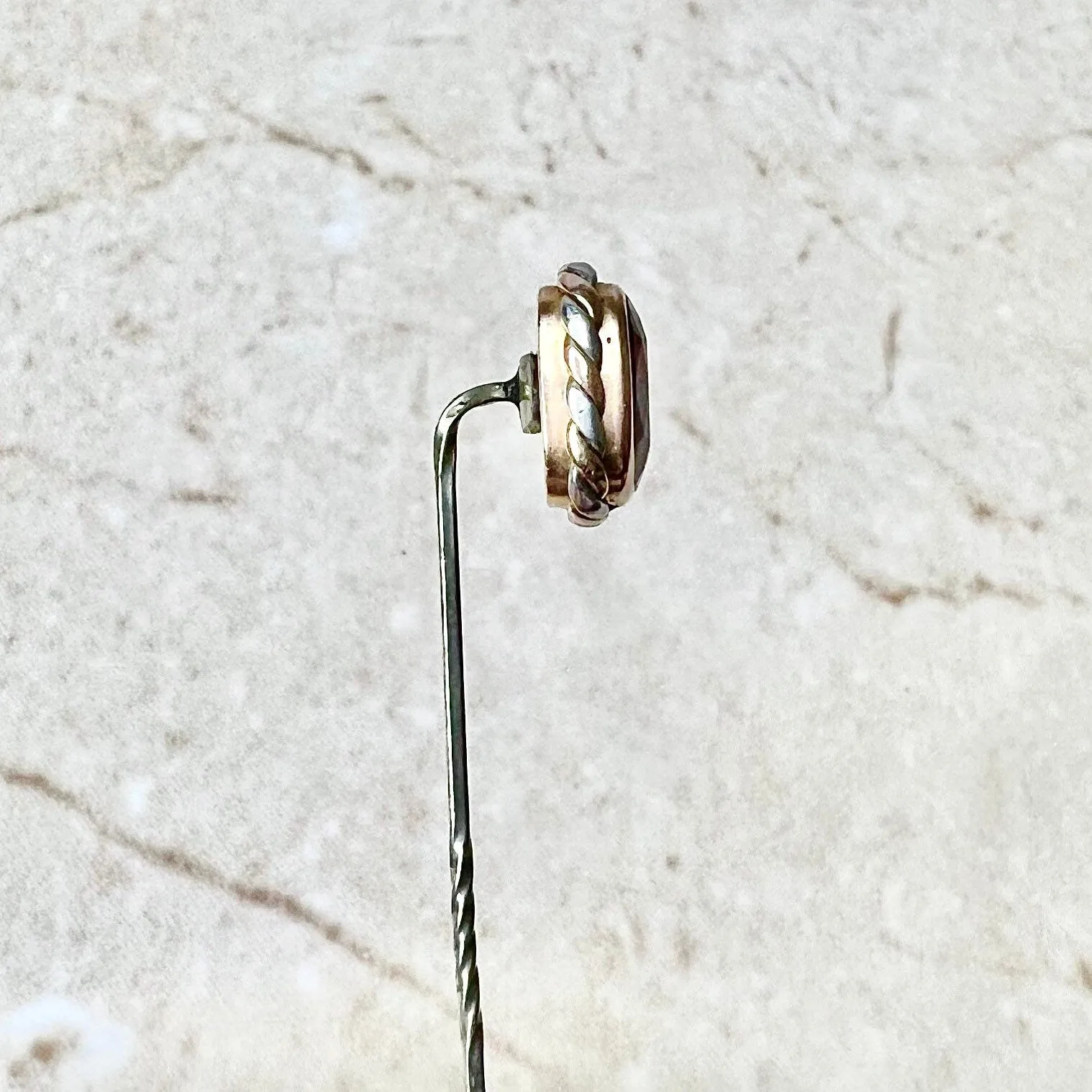 Vintage 14 Karat Two-Tone Gold 2.75 Carats Garnet Stick Pin