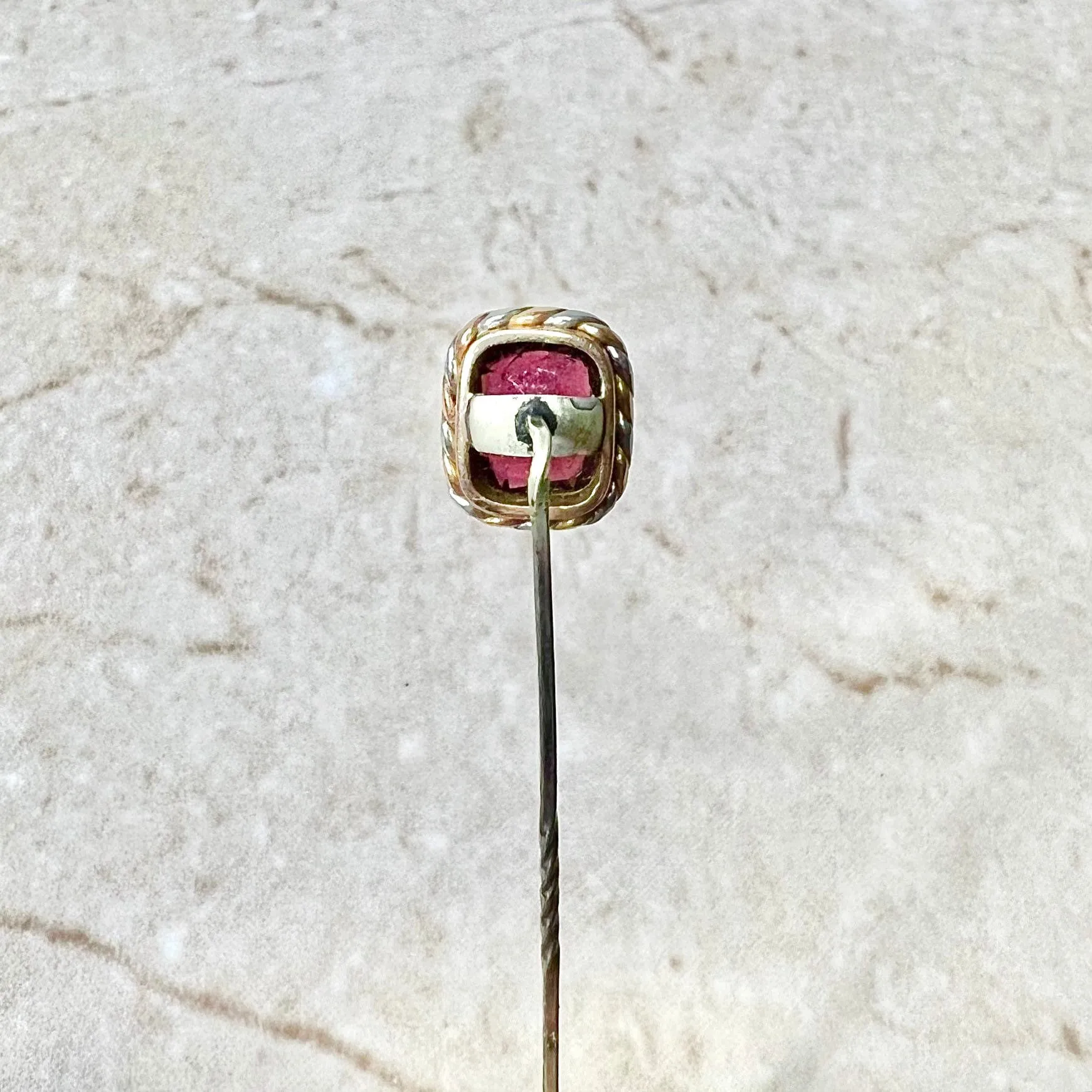 Vintage 14 Karat Two-Tone Gold 2.75 Carats Garnet Stick Pin
