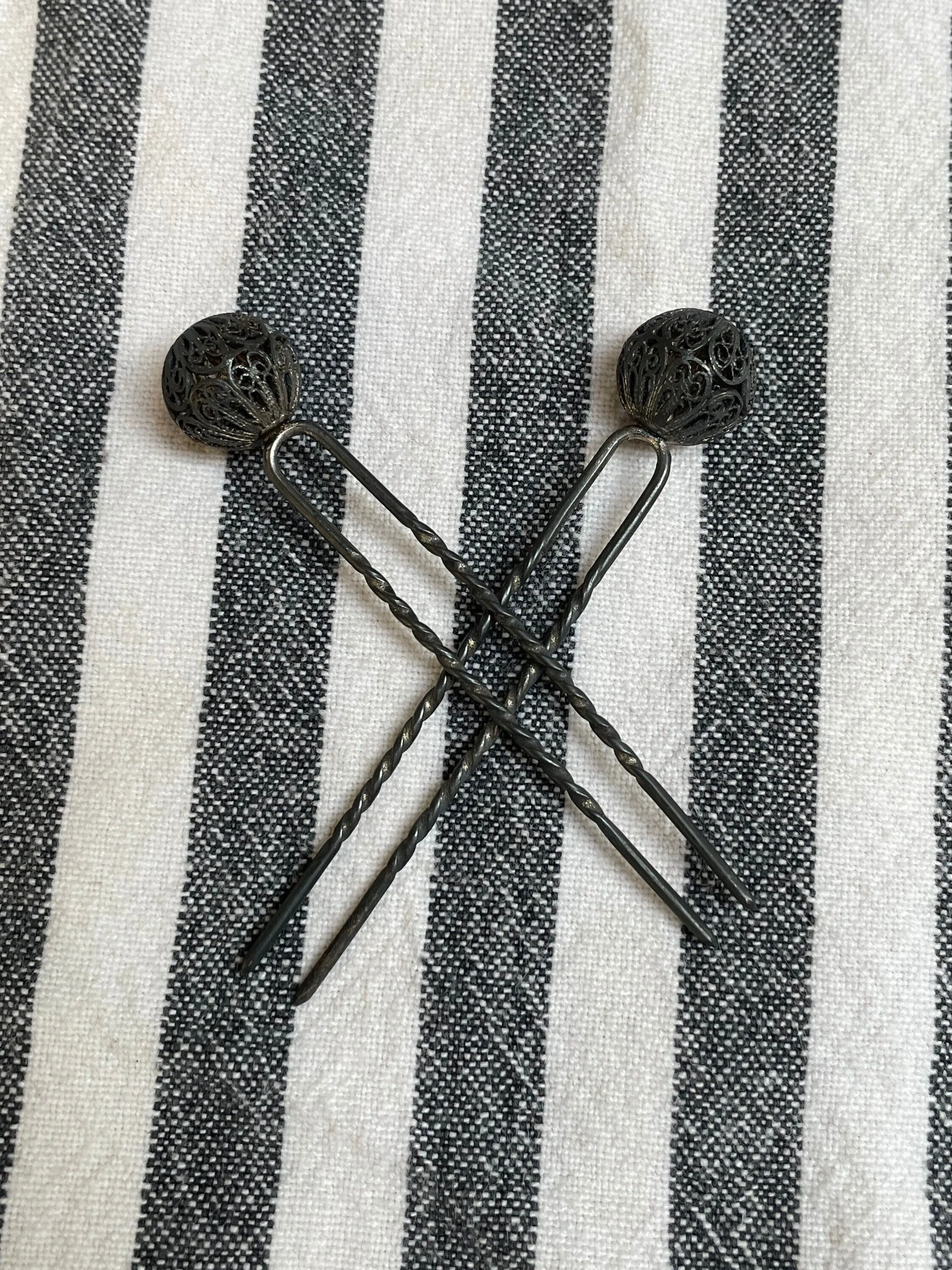 Vintage 1920s Silver Hair Pins