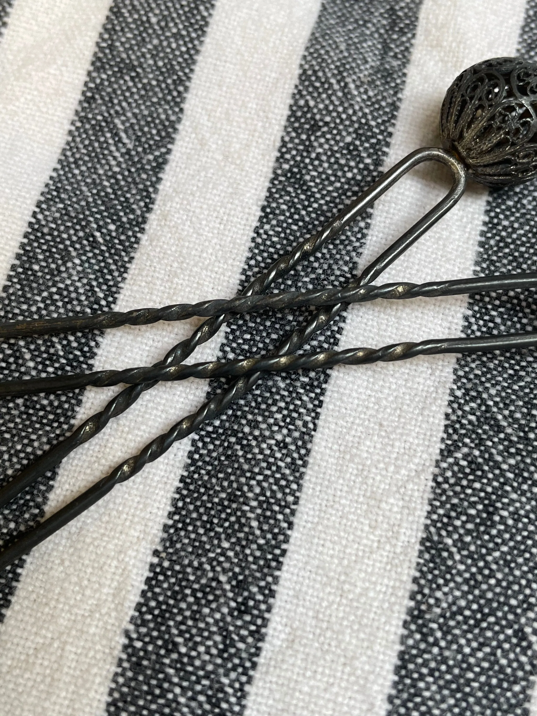 Vintage 1920s Silver Hair Pins