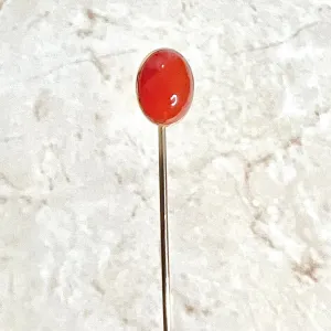 Vintage Art Deco 14 Karat Yellow Gold Carnelian Stick Pin
