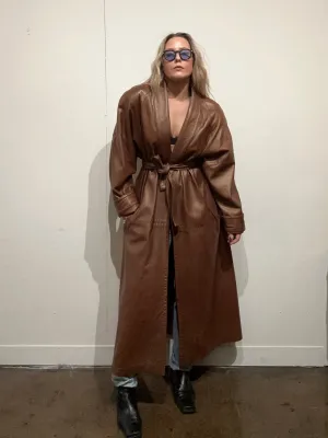 Vintage Brown Leather Trench