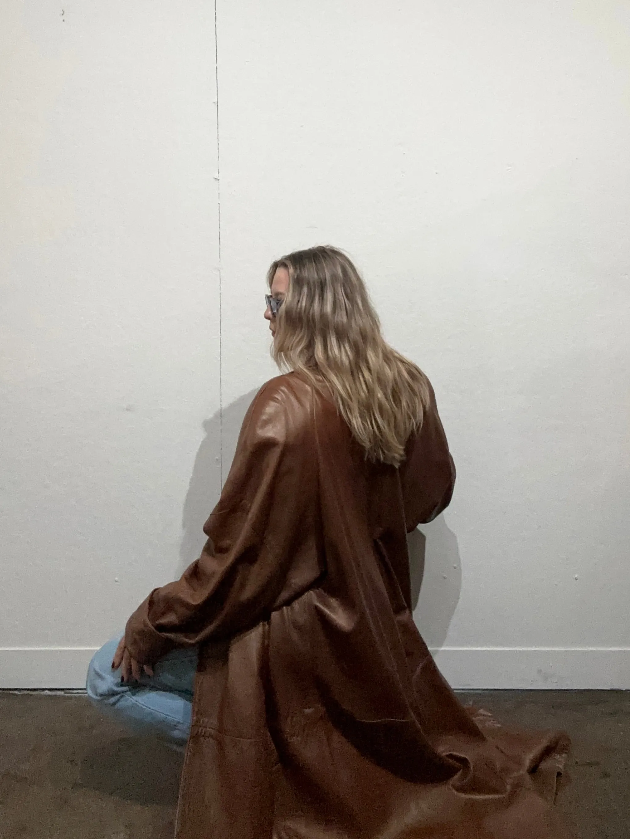Vintage Brown Leather Trench