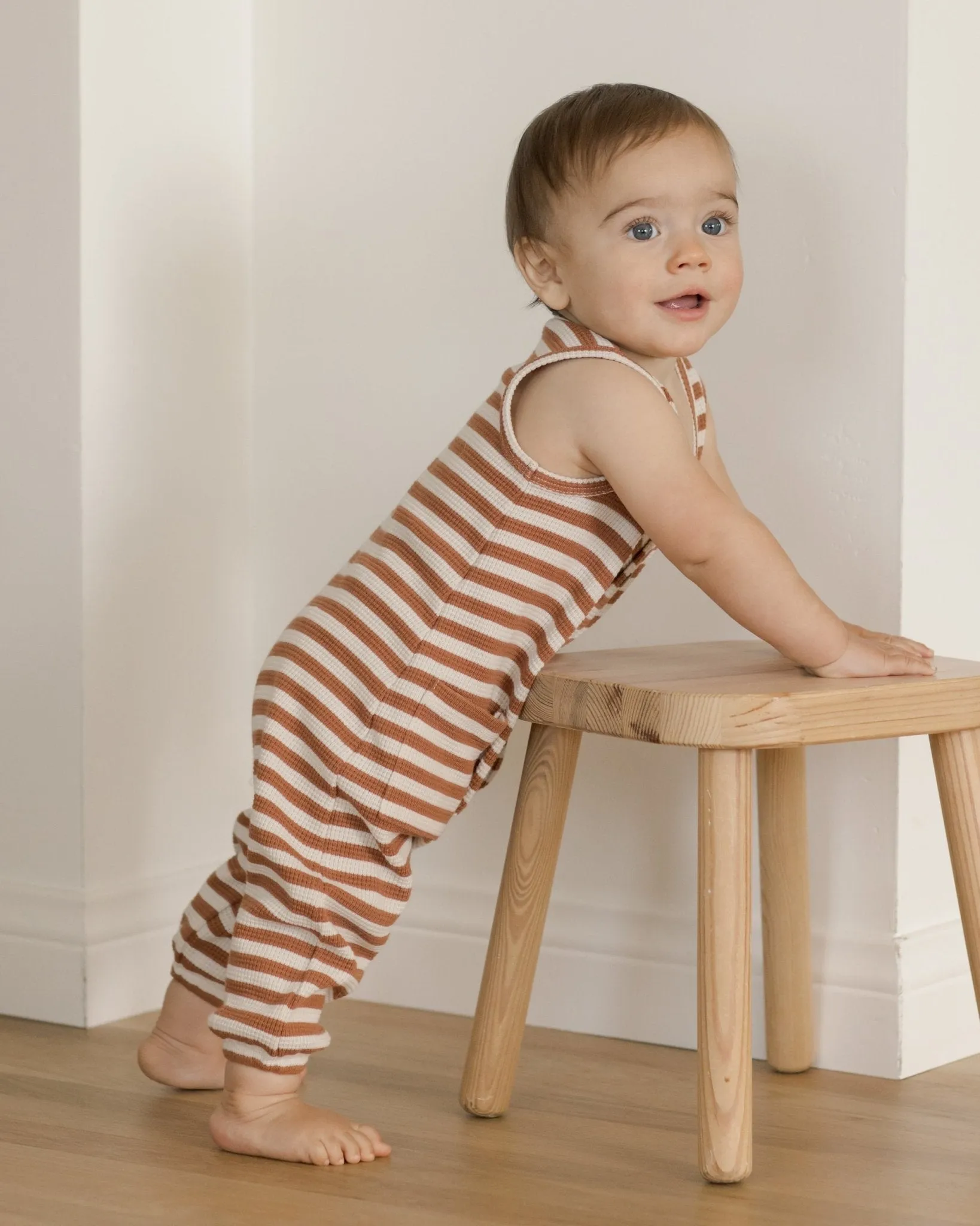 Waffle Jumpsuit || Clay Stripe