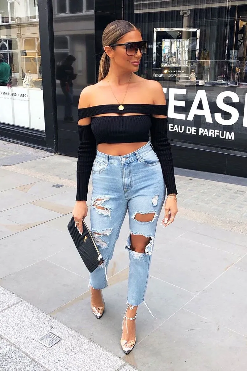 Washed Blue Distressed Jeans - Gilly