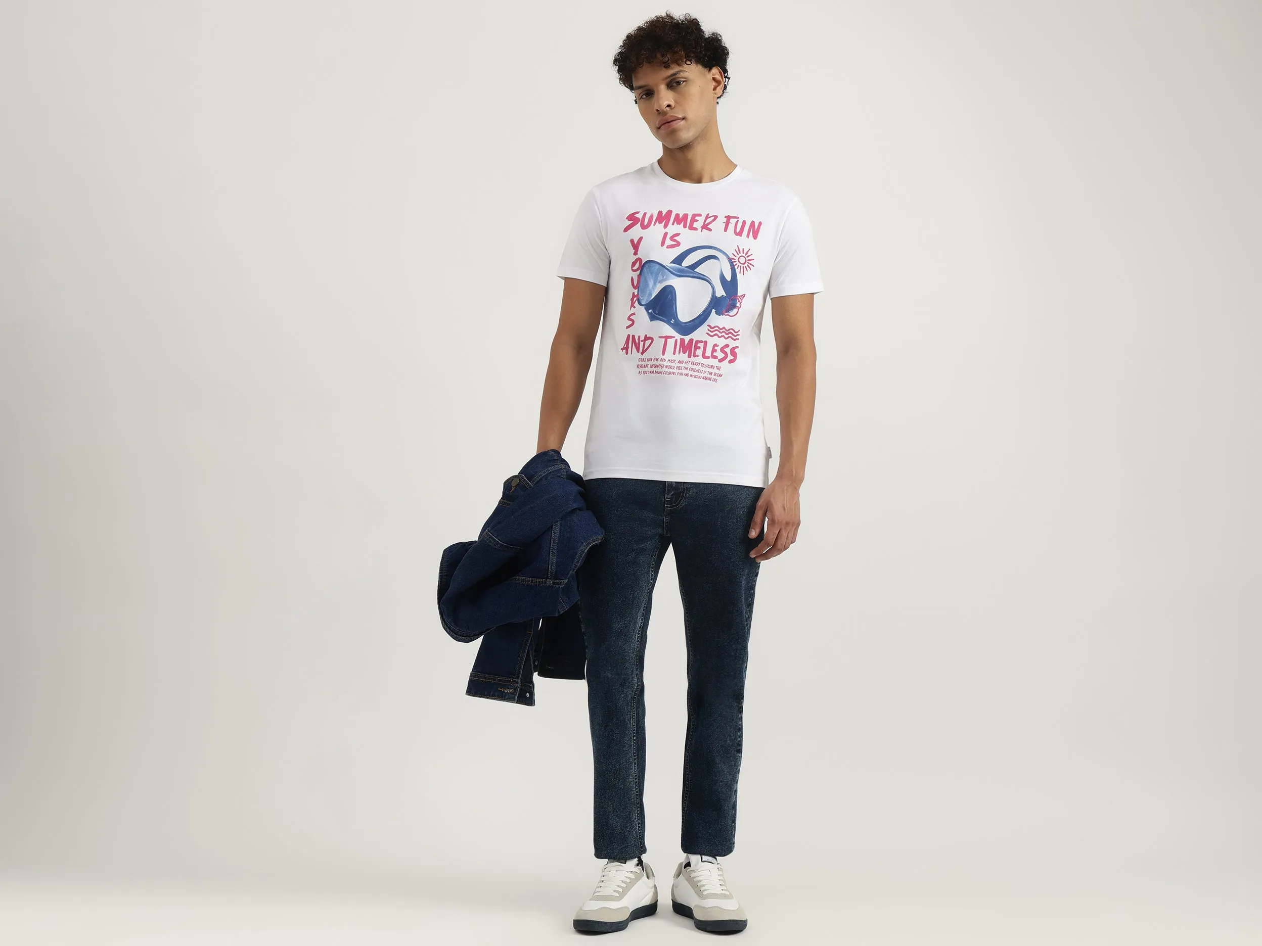 Washed Low Crotch Jeans