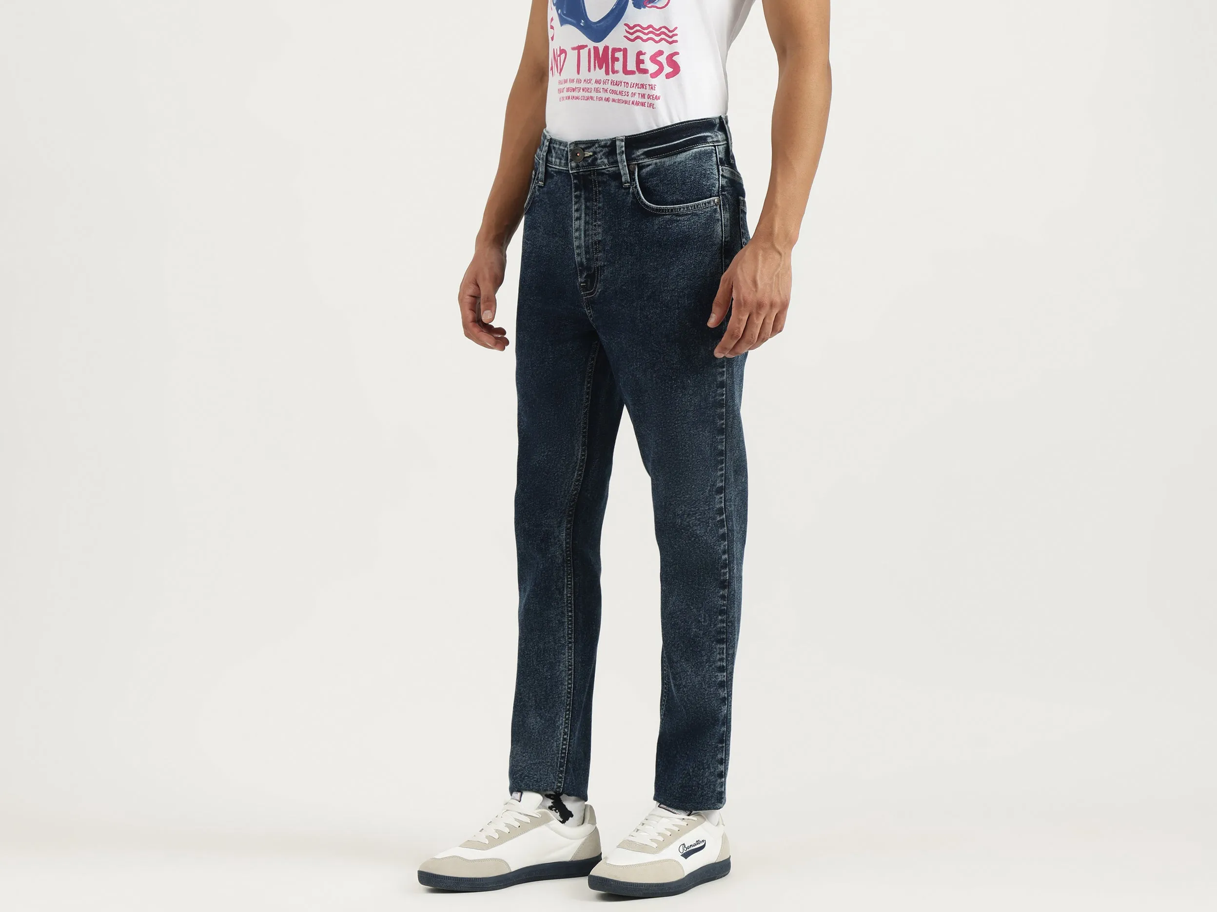 Washed Low Crotch Jeans
