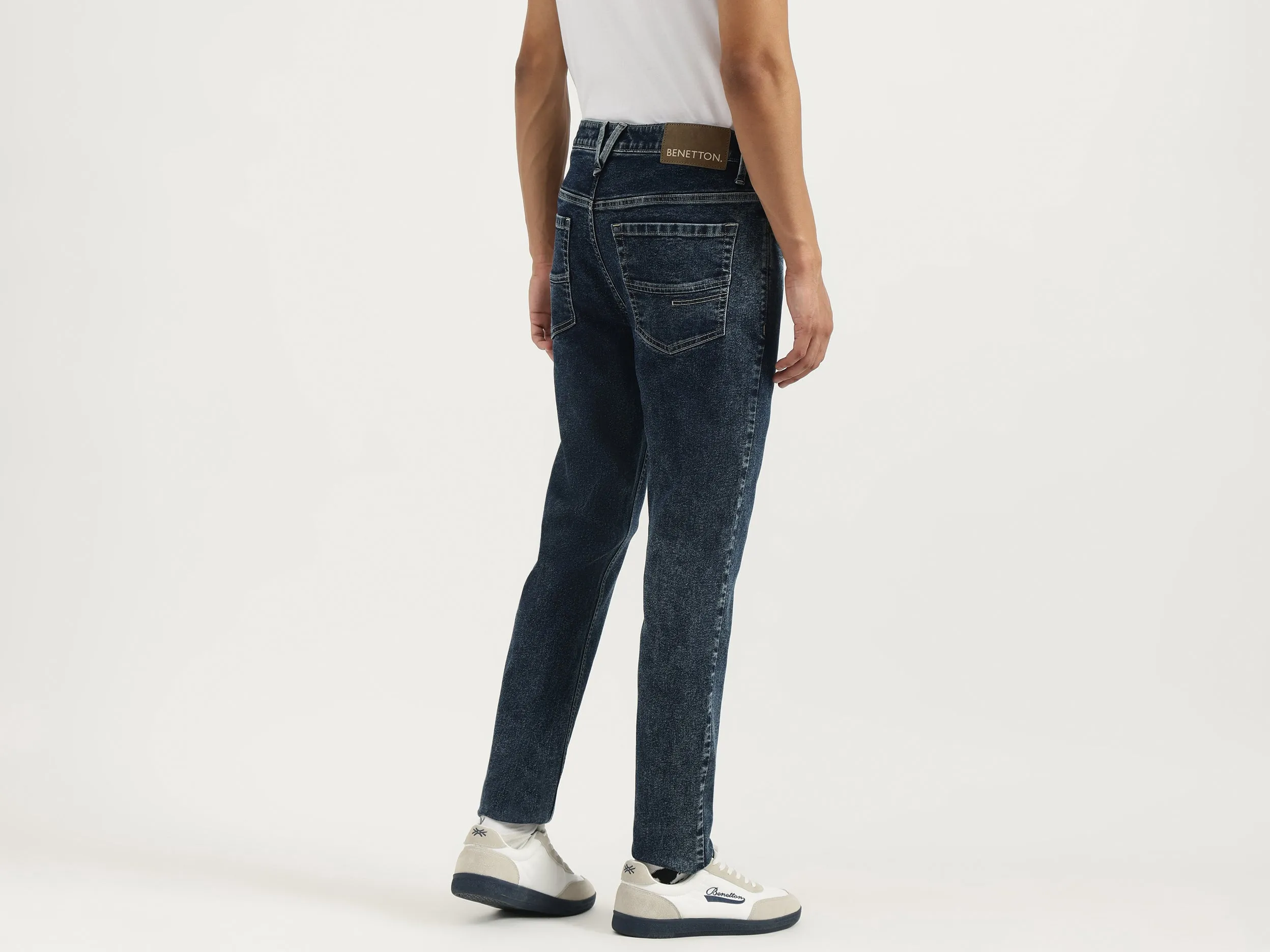 Washed Low Crotch Jeans