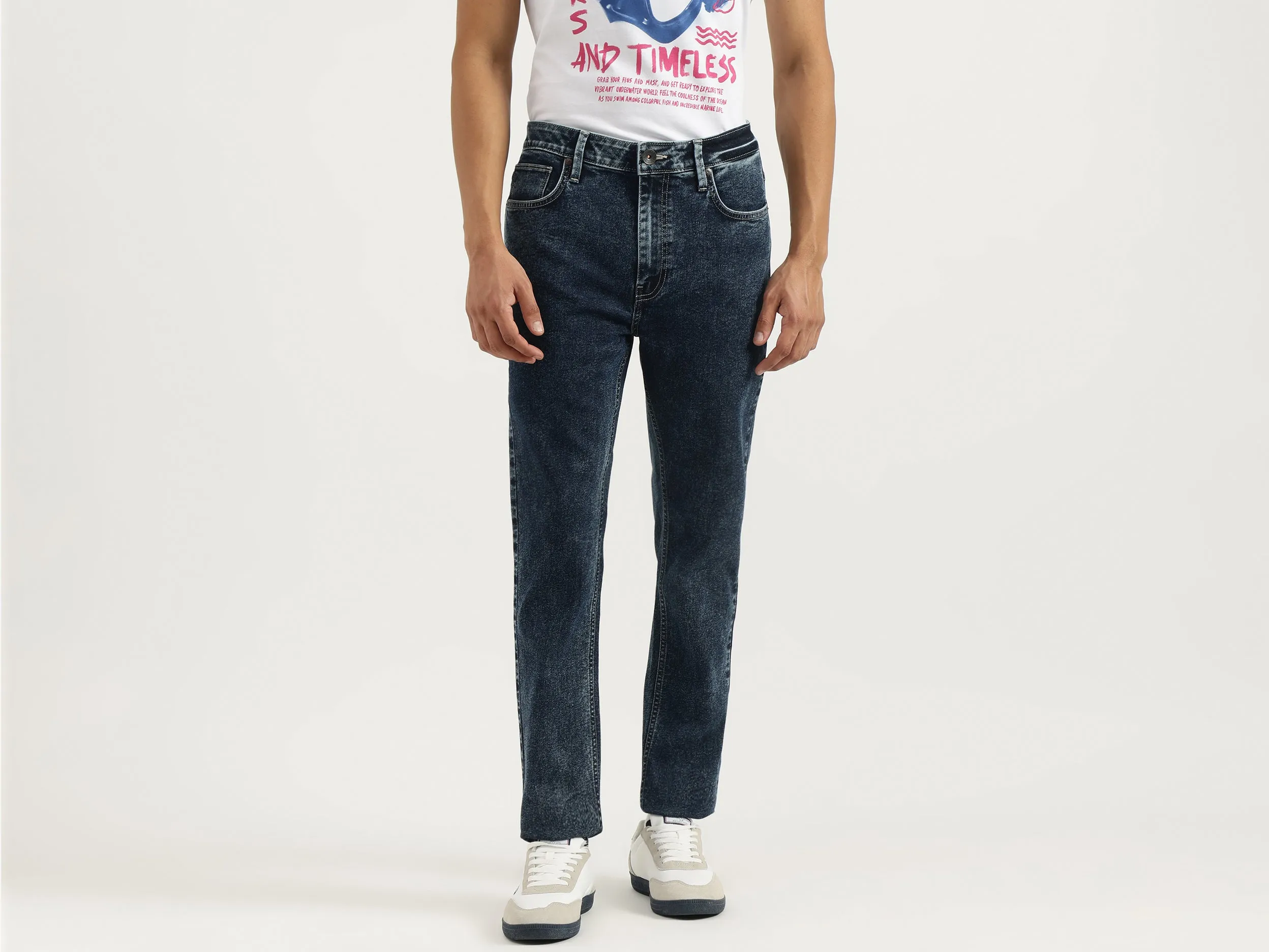Washed Low Crotch Jeans