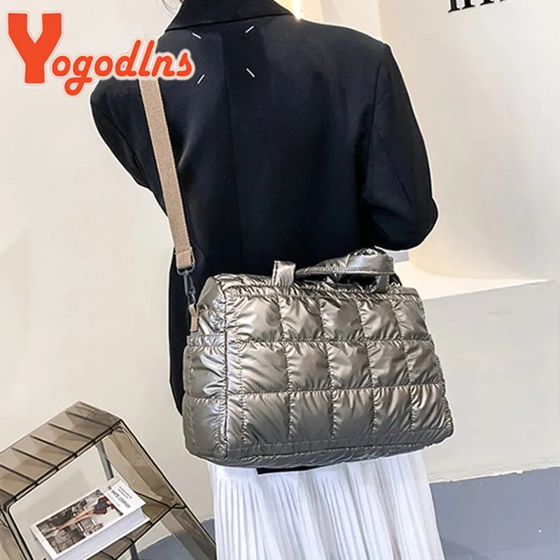 Waterproof Nylon Space Padded Cotton Shoulder Bag - Large Tote