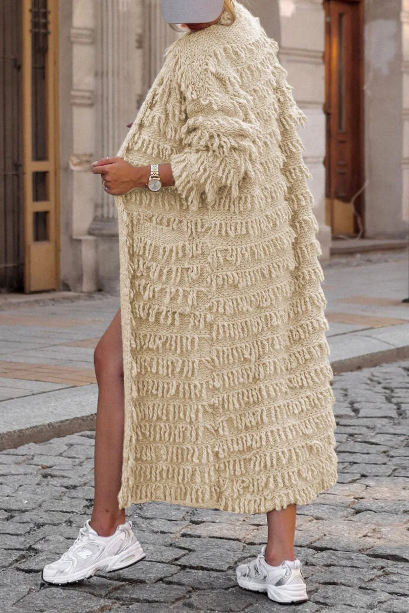 WH647 Fringes Long Cardigan