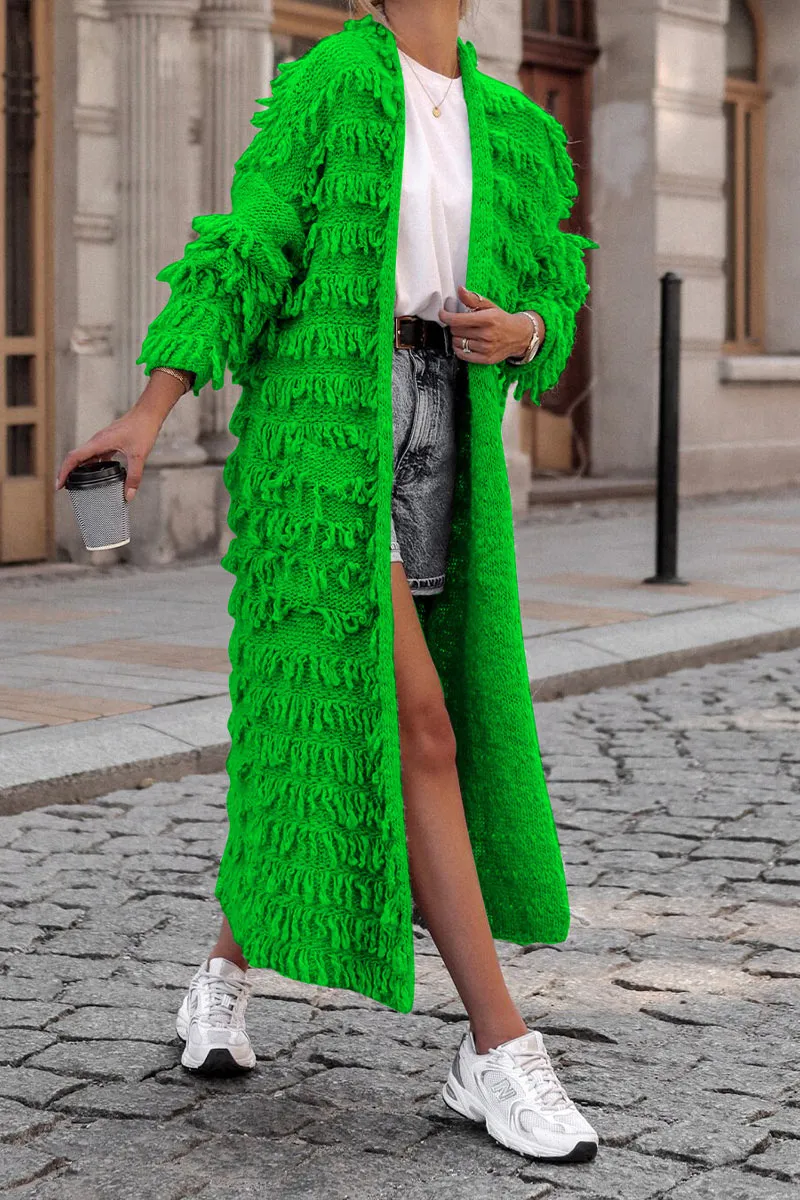 WH647 Fringes Long Cardigan