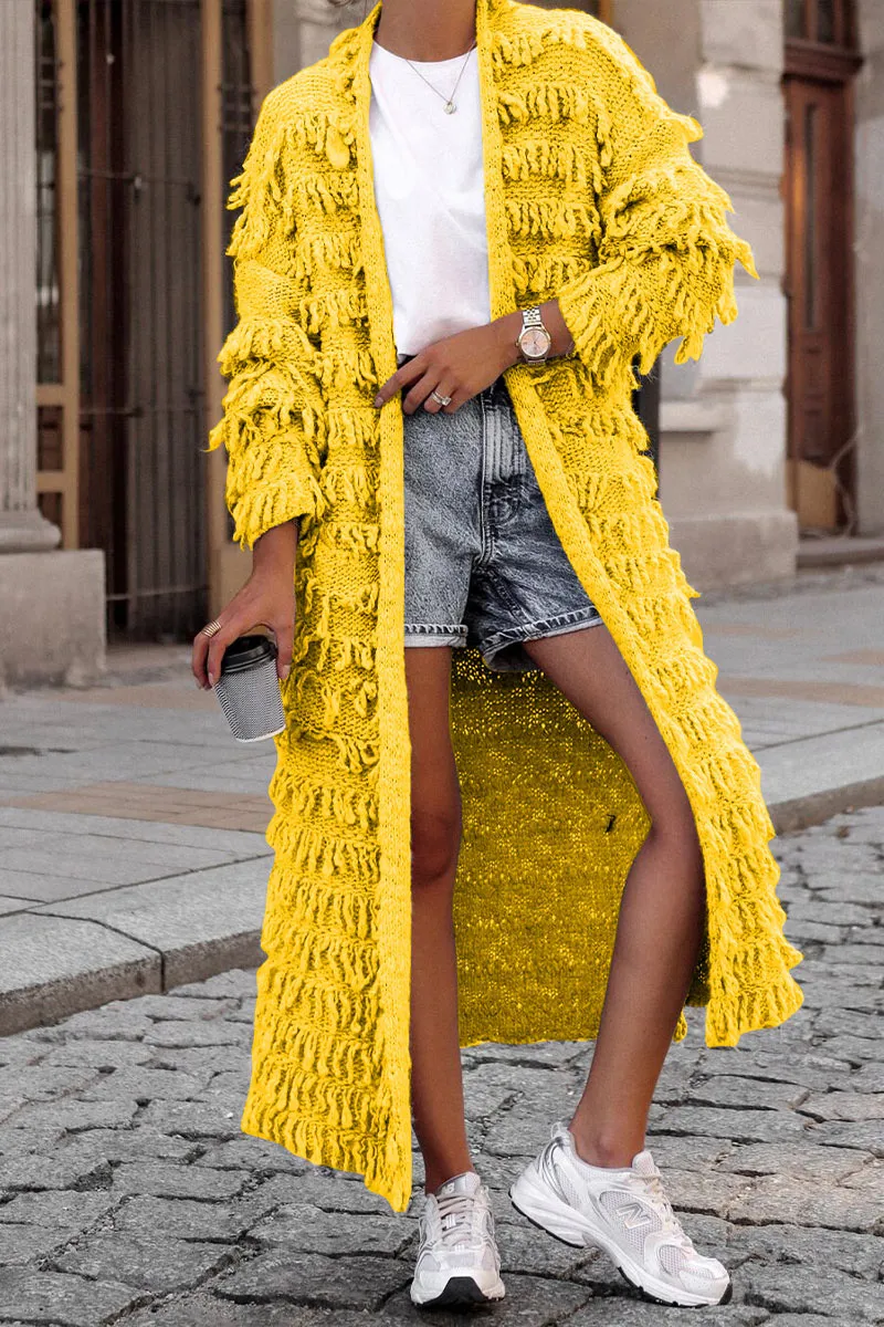 WH647 Fringes Long Cardigan