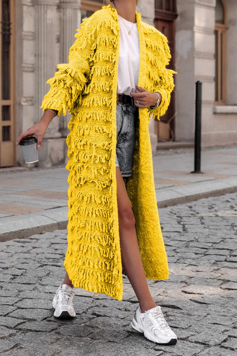 WH647 Fringes Long Cardigan