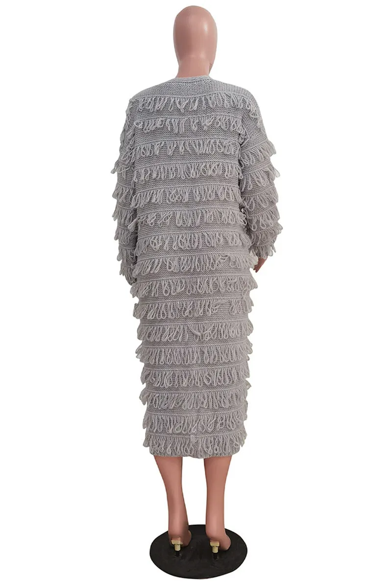 WH647 Fringes Long Cardigan