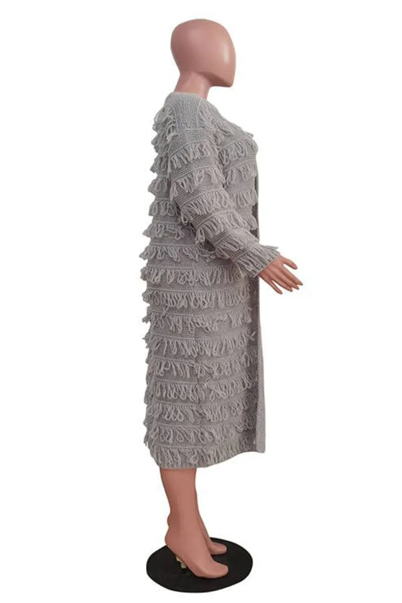 WH647 Fringes Long Cardigan