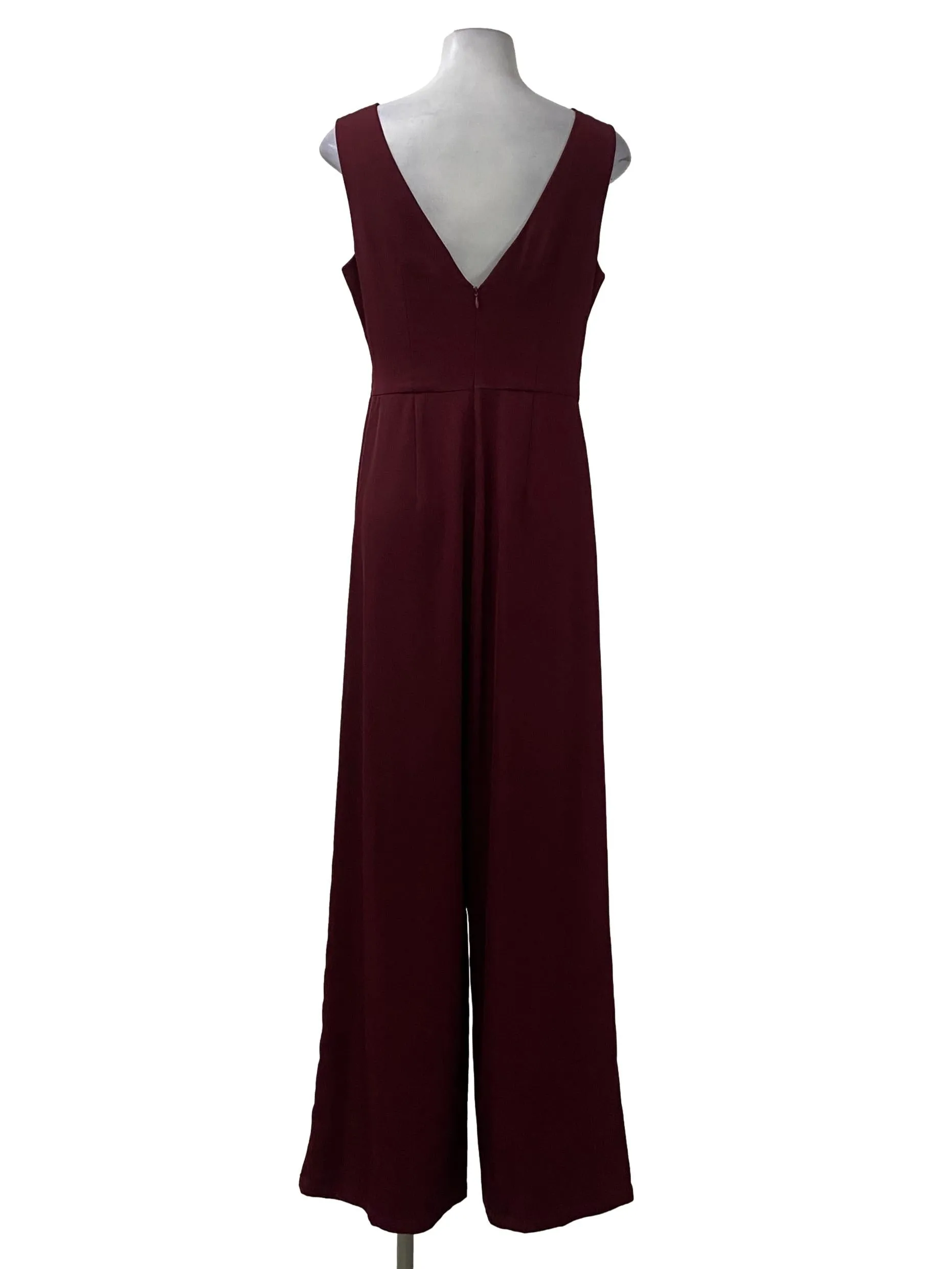 Wine Red Sleeveless Jumpsuit