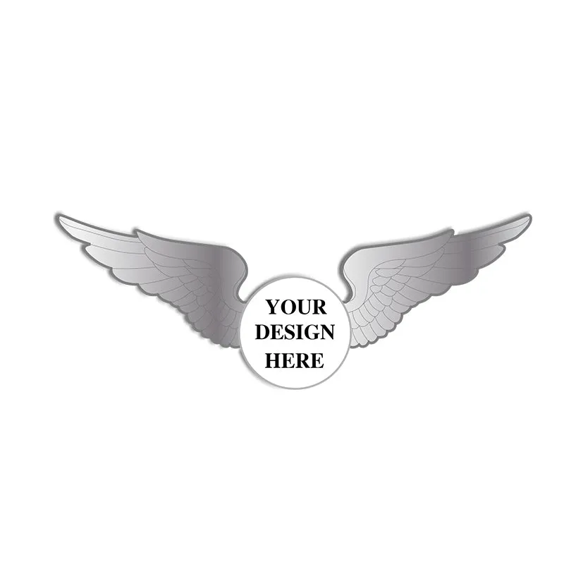 Wing Pin with Custom Round Logo - 2.5 inch