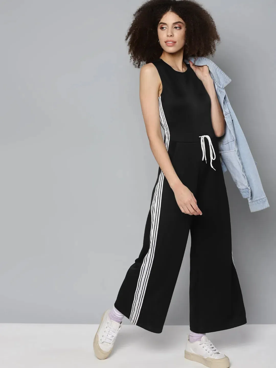 Women Solid Black Jumpsuits & Sets