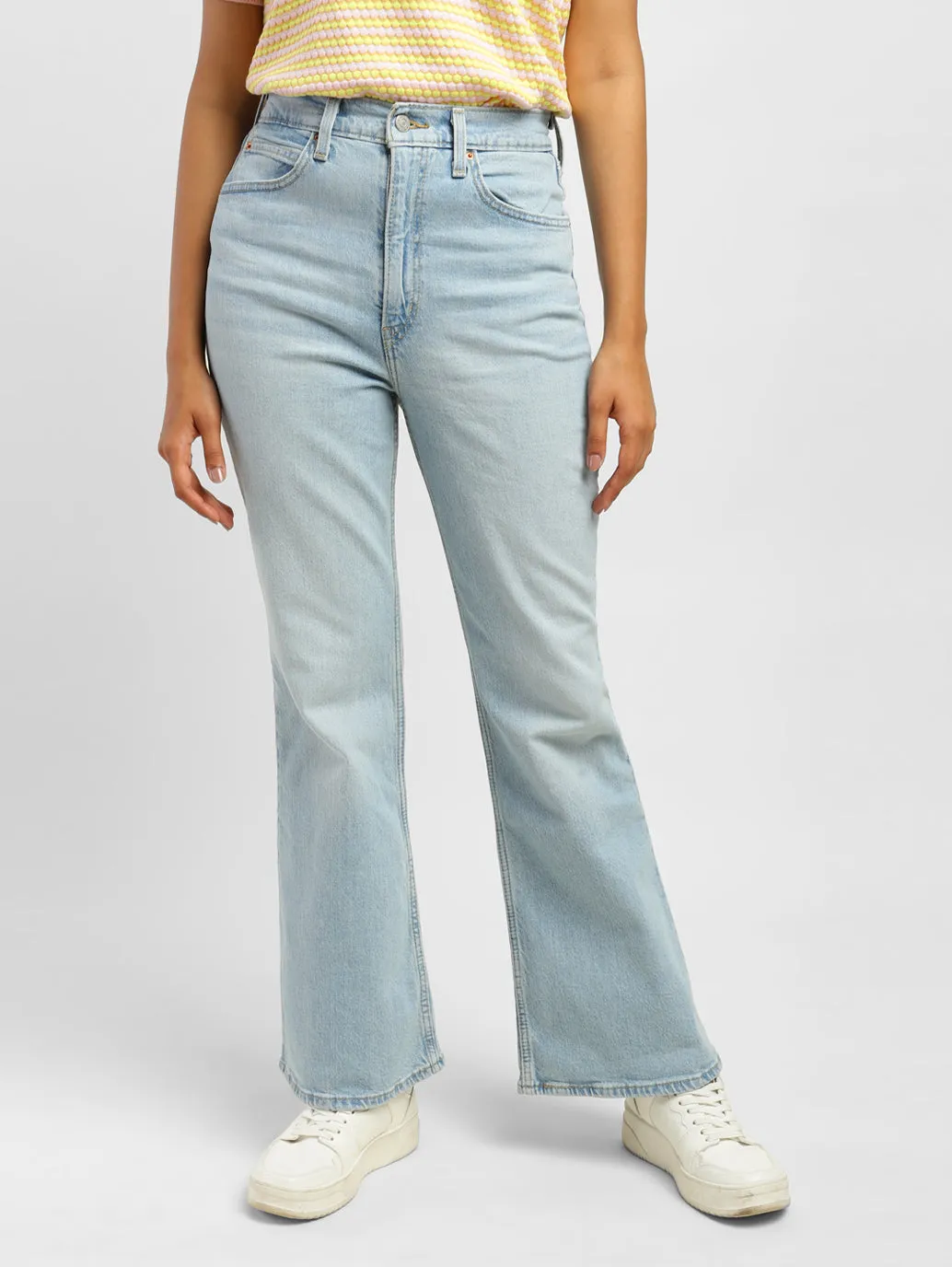 Women's 70s Blue Flared Fit High Rise Jeans