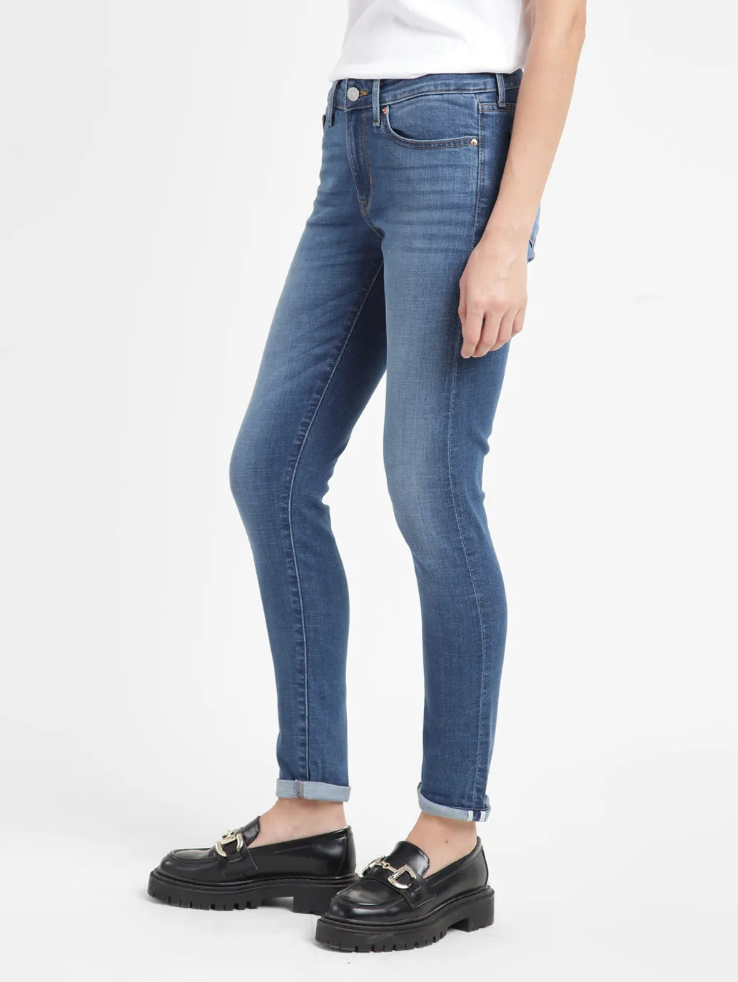 Women's 711 Blue Skinny Fit Mid Rise Jeans