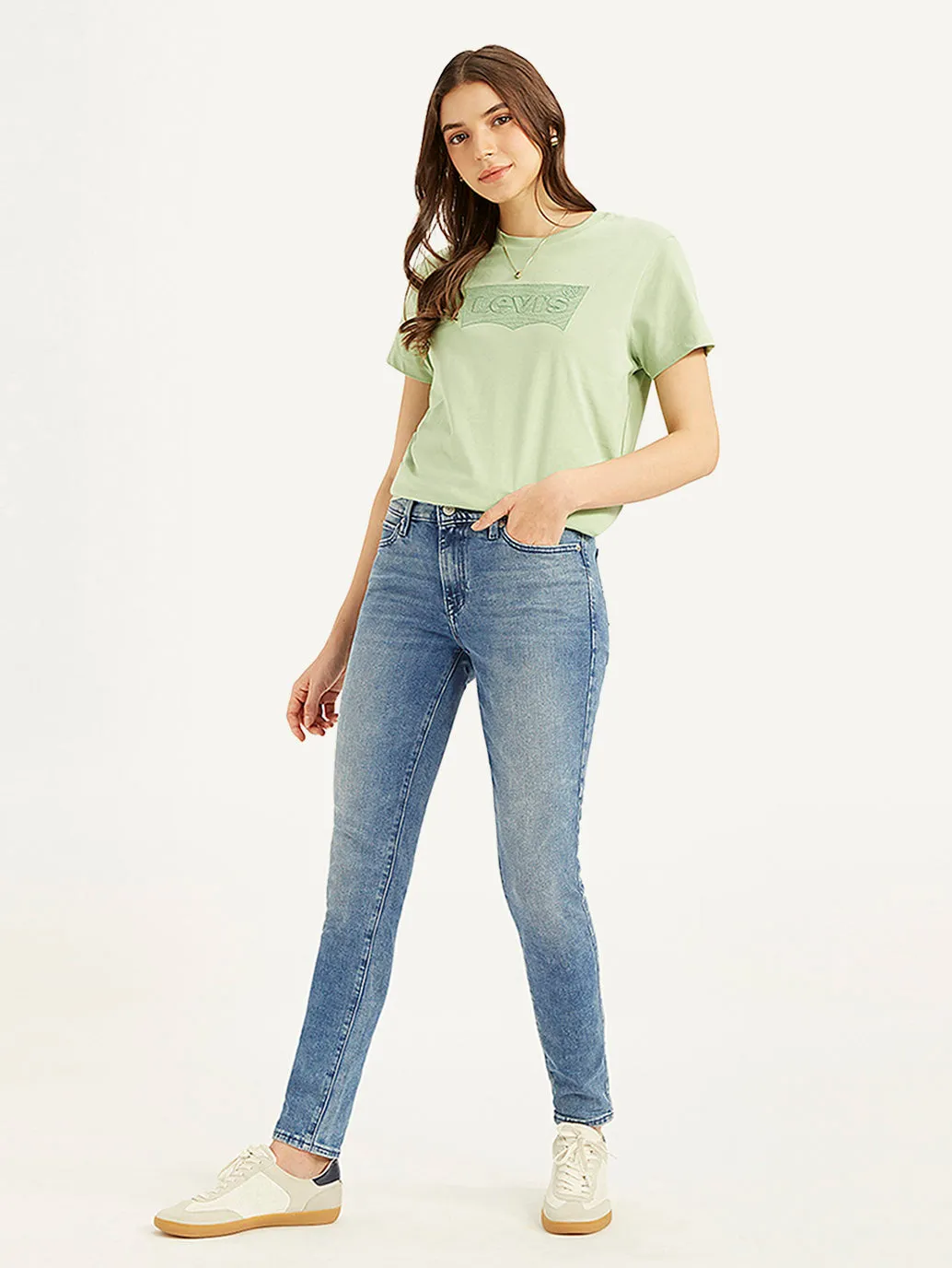 Women's 711 Blue Skinny Fit Mid Rise Jeans