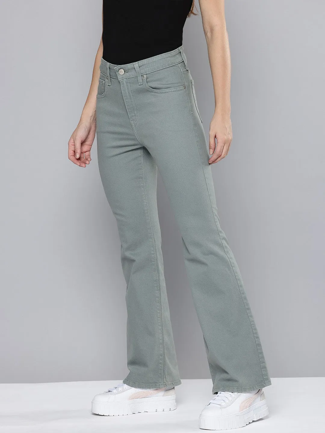 Women's 726 Grey Flared Fit Mid Rise Jeans