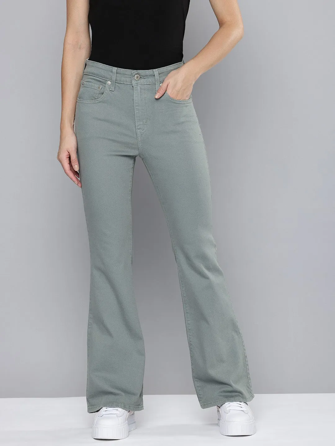 Women's 726 Grey Flared Fit Mid Rise Jeans