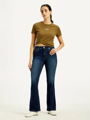 Women's 726 Navy Blue Flared Fit High Rise Jeans