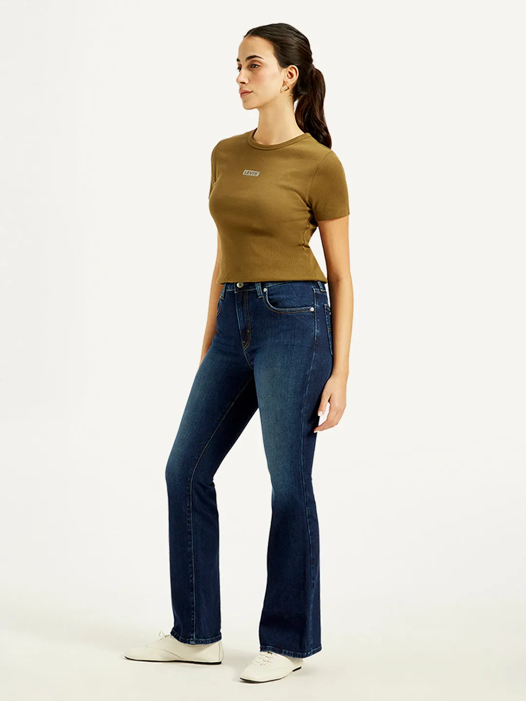 Women's 726 Navy Blue Flared Fit High Rise Jeans